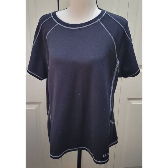 L.L. Bean Performance Black Crewneck Poly Blend MidWeight Tee Size XLP - Picture 2 of 5